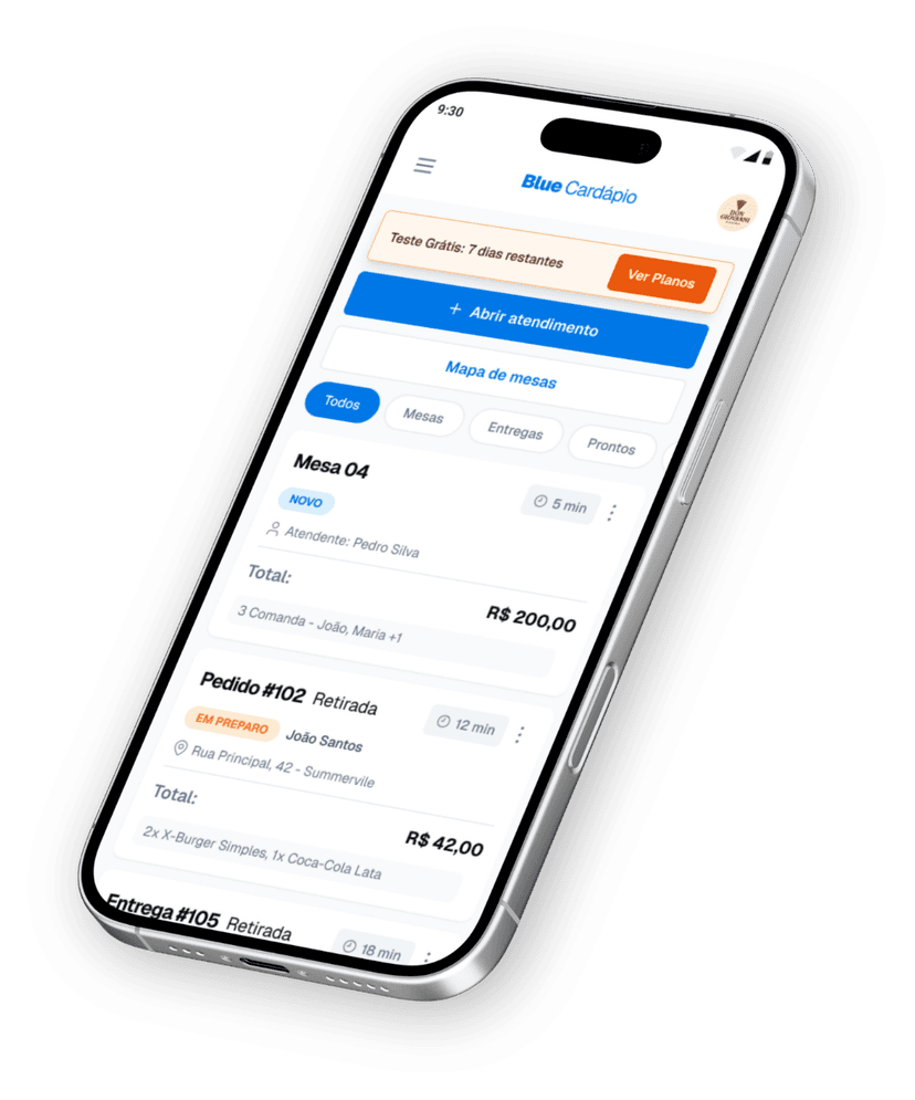 Blue Cardápio app